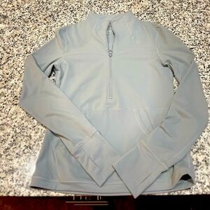 ZYIA Light Gray Quarter-Zip Long Sleeve Top